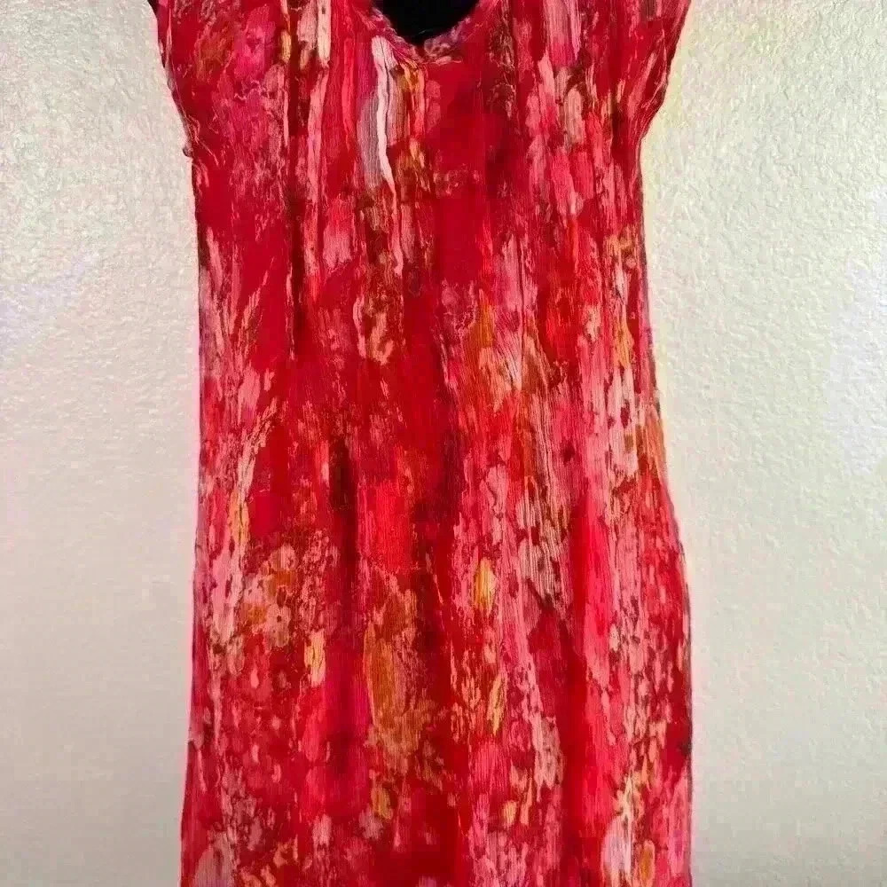 Alberto Makali Floral Gauzy Double Lined Silver Sequin Pink Sleeveless Dress XL - Picture 4 of 10